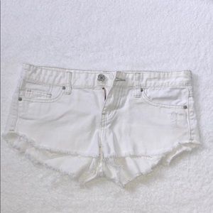 White jean shorts